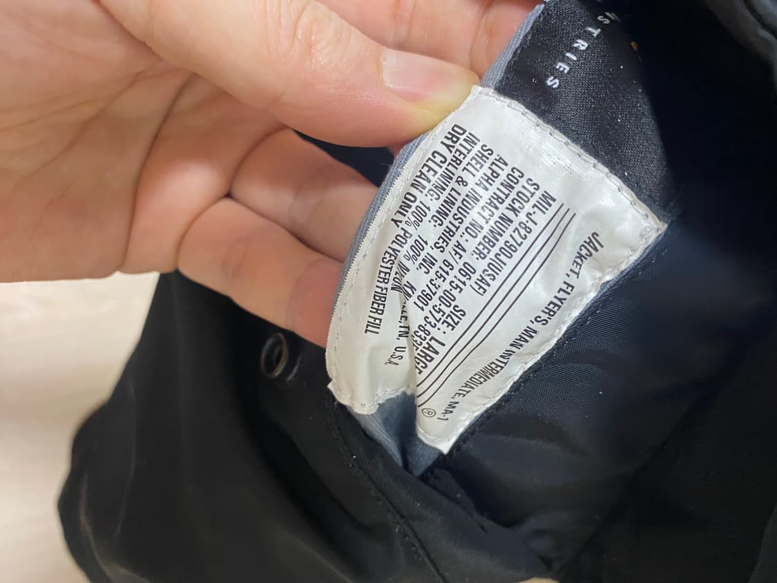 알파인더스트리 ma-1 블랙 L 상품이미지3