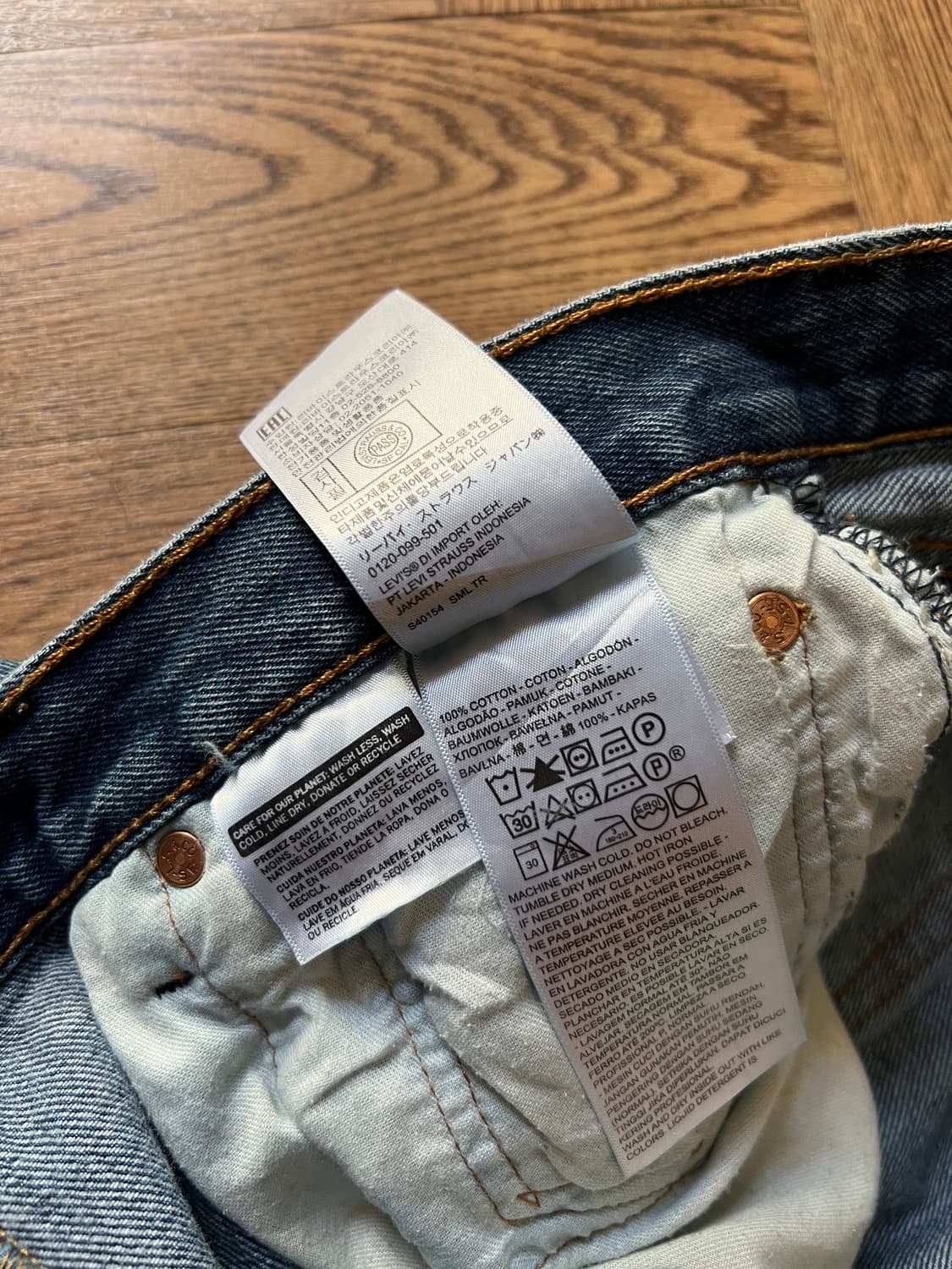 [32]리바이스 501 미디엄블루 워싱 스트레이트 데님 팬츠 상품이미지7