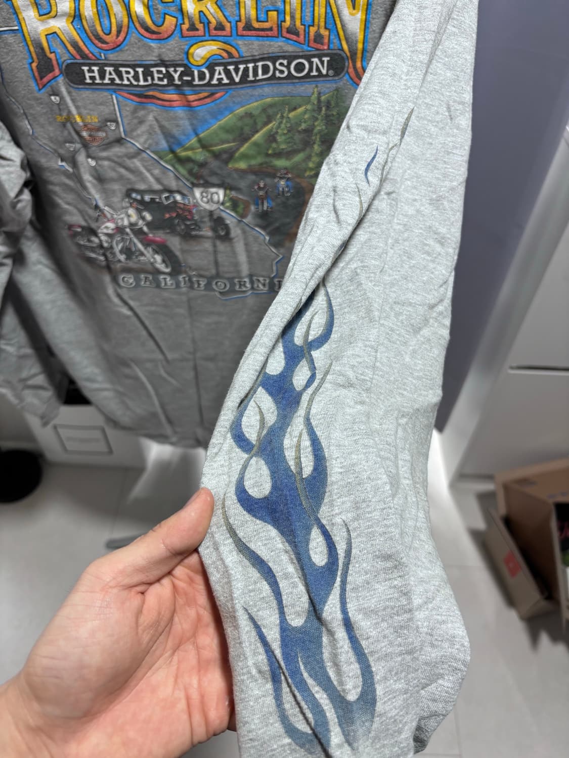 [XL]90s 할리데이비슨 블루 플레임 롱슬리브 상품이미지3