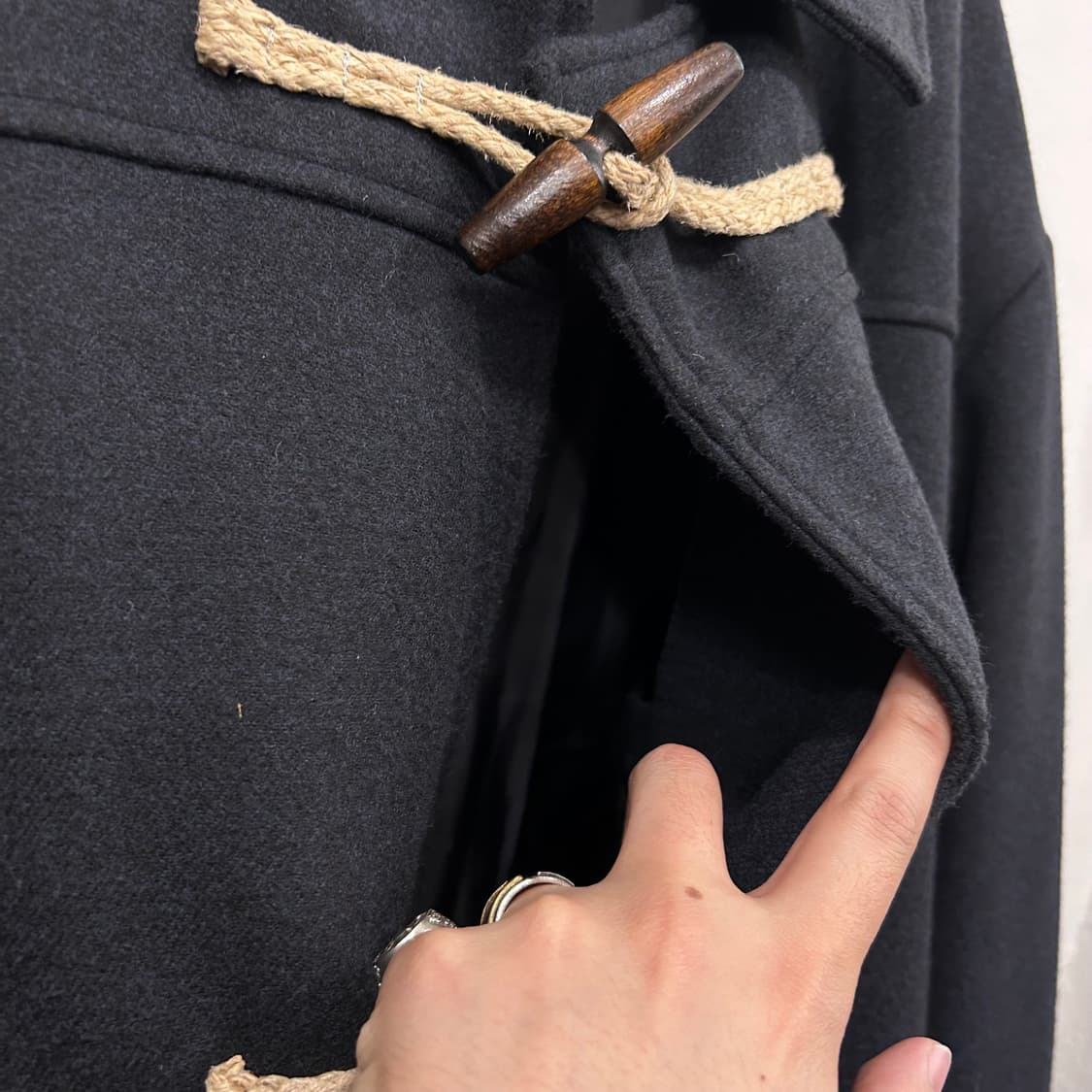 원포인트 서울 울 헤링본 카라 더플 롱코트 상품이미지4