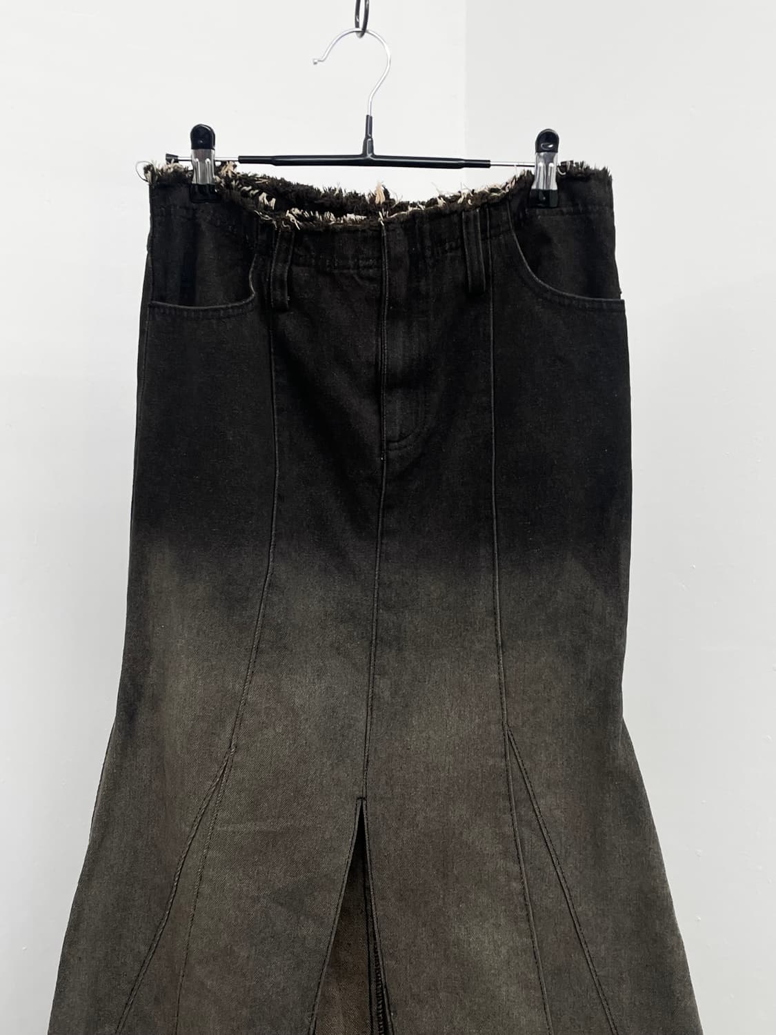 워싱 그런지 절개 롱 스커트 상품이미지4