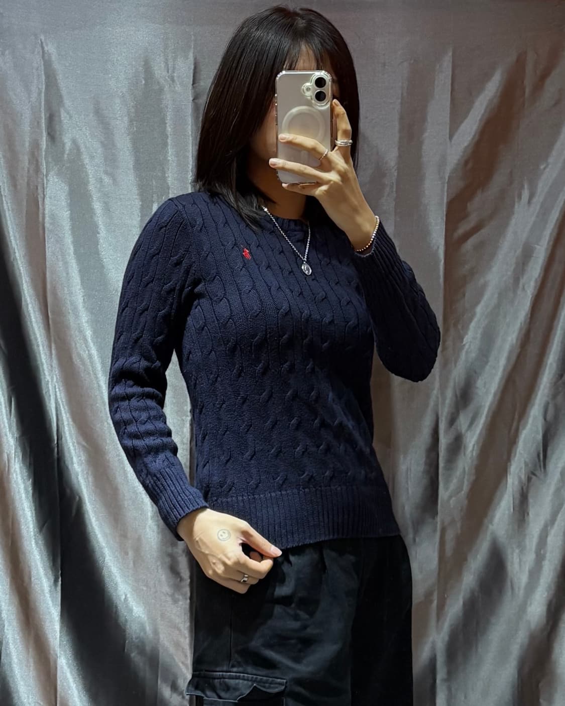 M 폴로랄프로렌 우먼스 레드포니 네이비 니트 상품이미지1