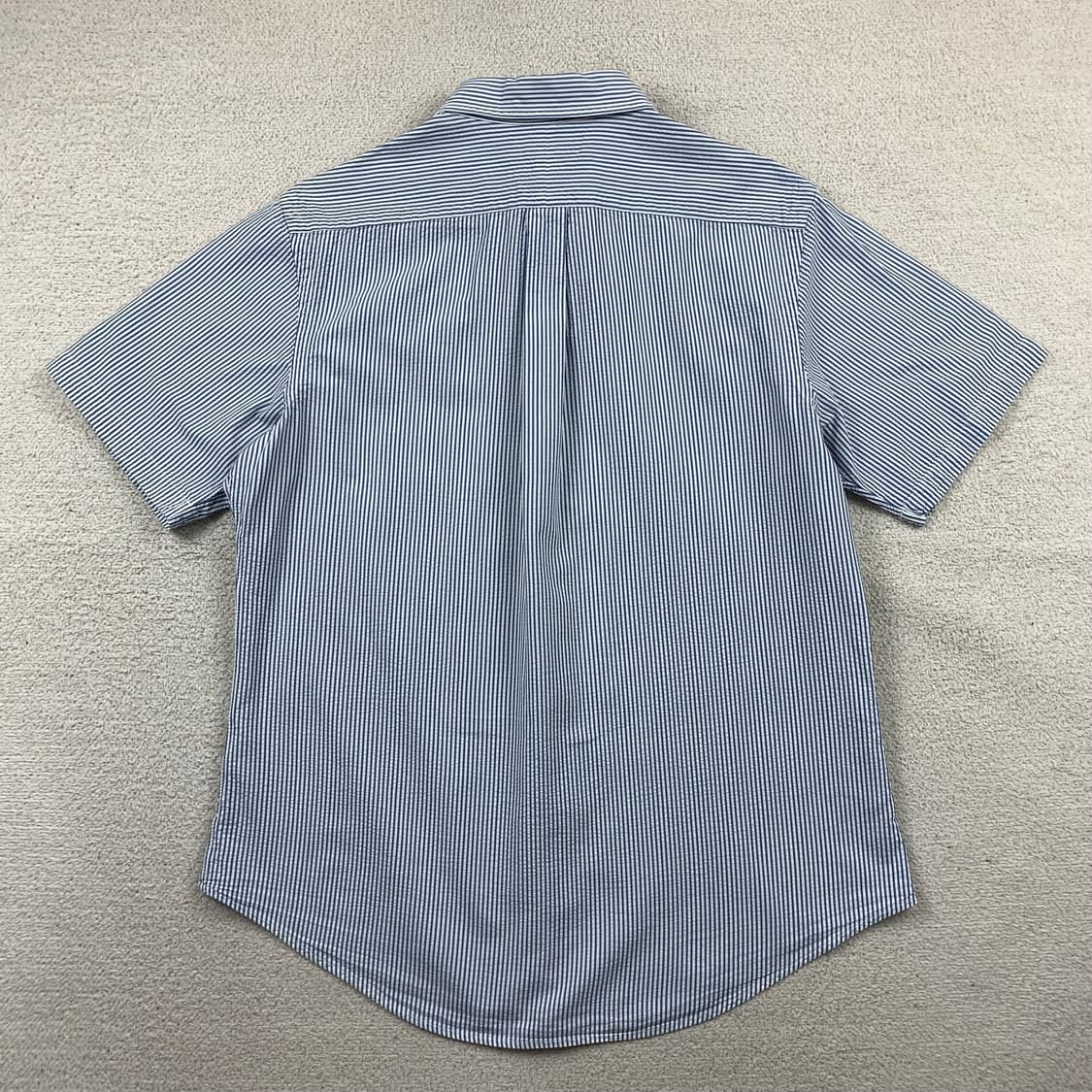 폴로 랄프로렌 포니로고 커스텀핏 시어서커 네이비 스트라이프 하프셔츠 상품이미지2