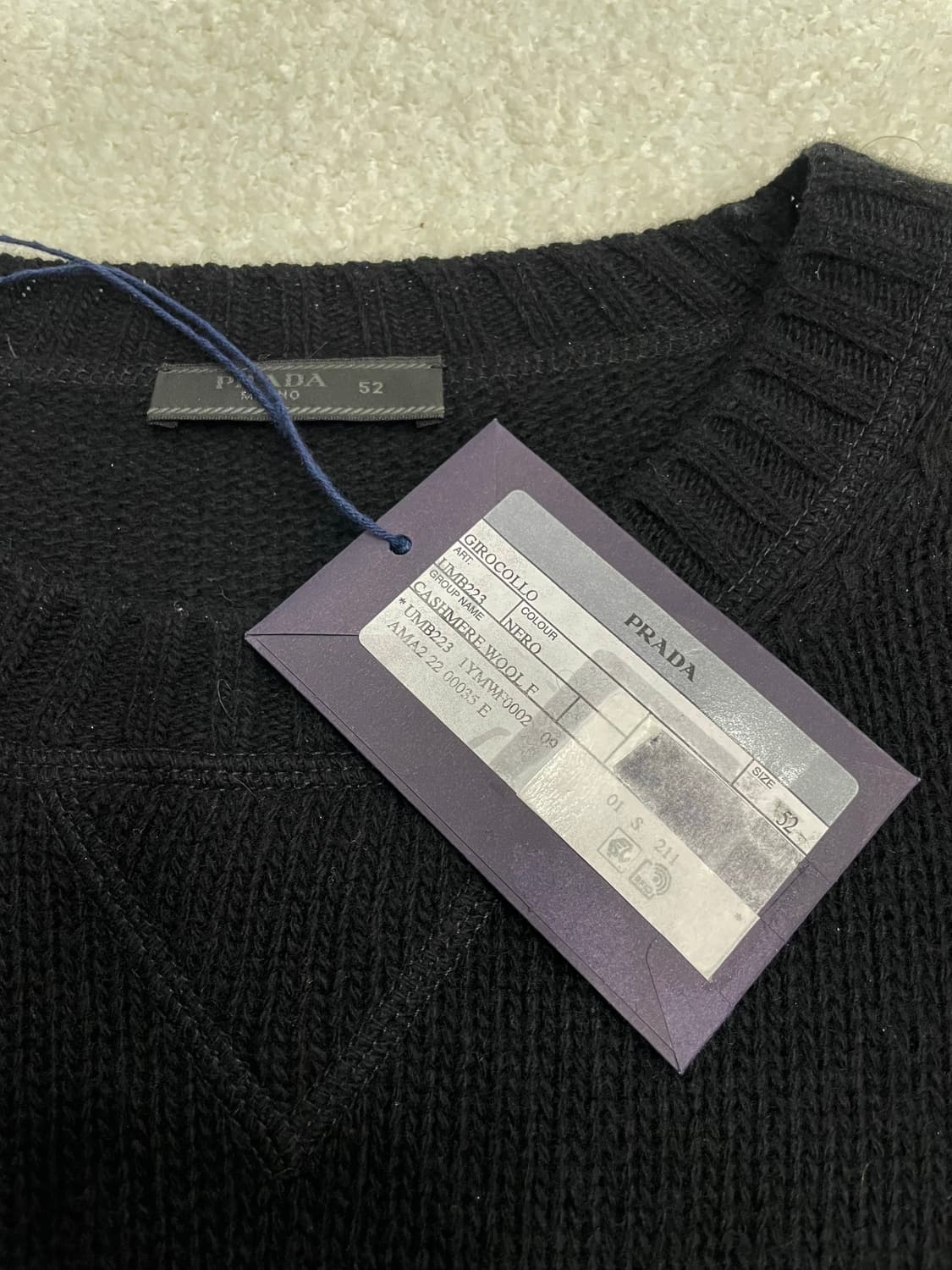 [ S+급 , 52 ] 프라다 신형 인타르시아 캐시미어 니트 블랙 상품이미지2