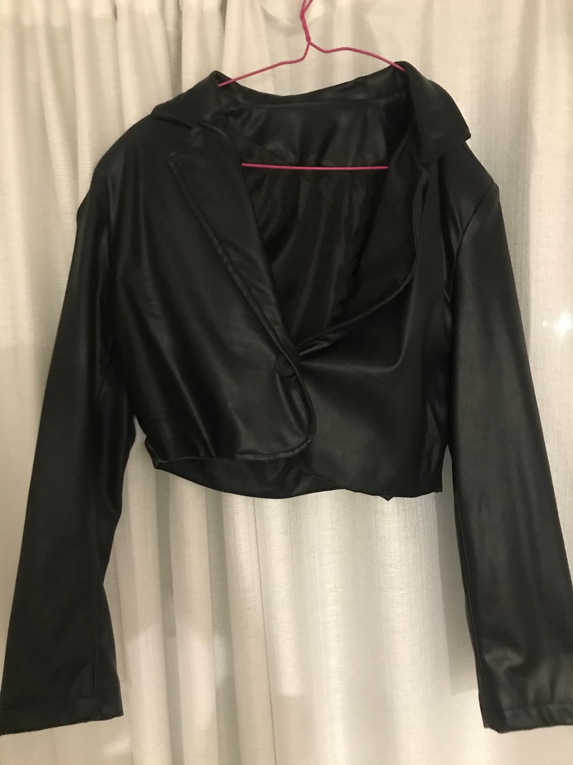 원버튼 크롭 가죽 자켓 상품이미지1