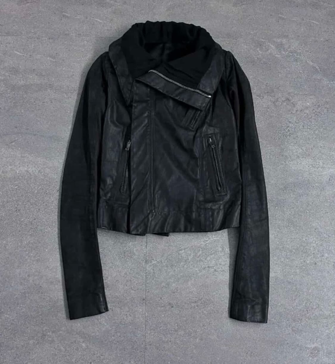 릭오웬스 사선 하이넥 드레이프 자켓 38 블랙 상품이미지1