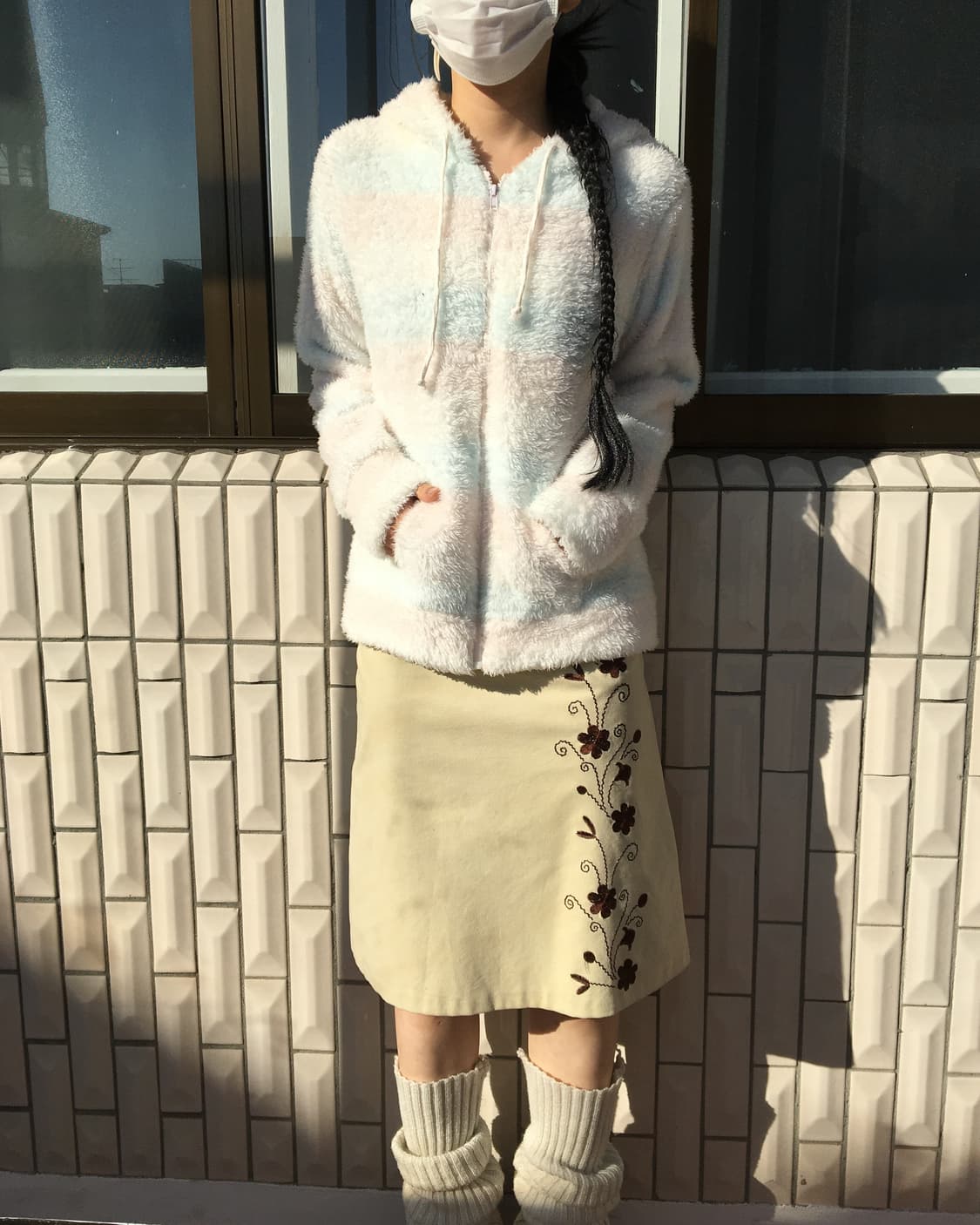 Stripe pattern fleece hood zip up 상품이미지1