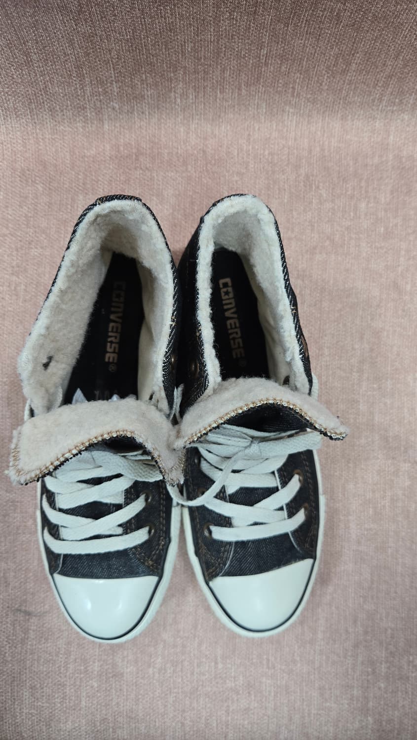 컨버스 미착용 240mm- 데님 하이탑 운동화 안감 털포인트 상품이미지2