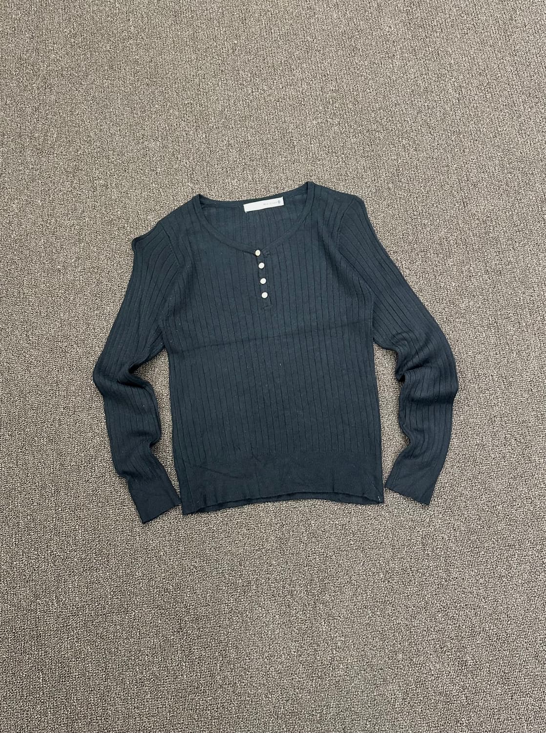 OS)Japanese vintage 여성 v넥 버튼 골지 롱슬리브 상품이미지1