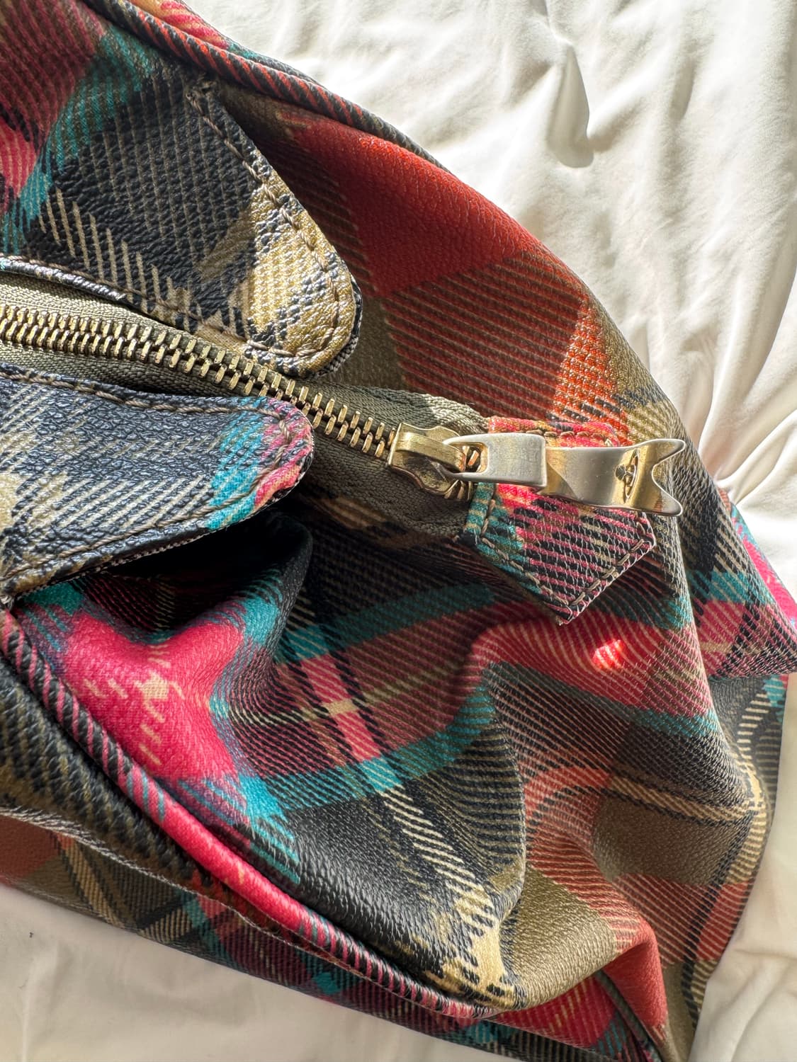 비비안 웨스트우드 00s 빈티지드 체크 토트백 상품이미지5