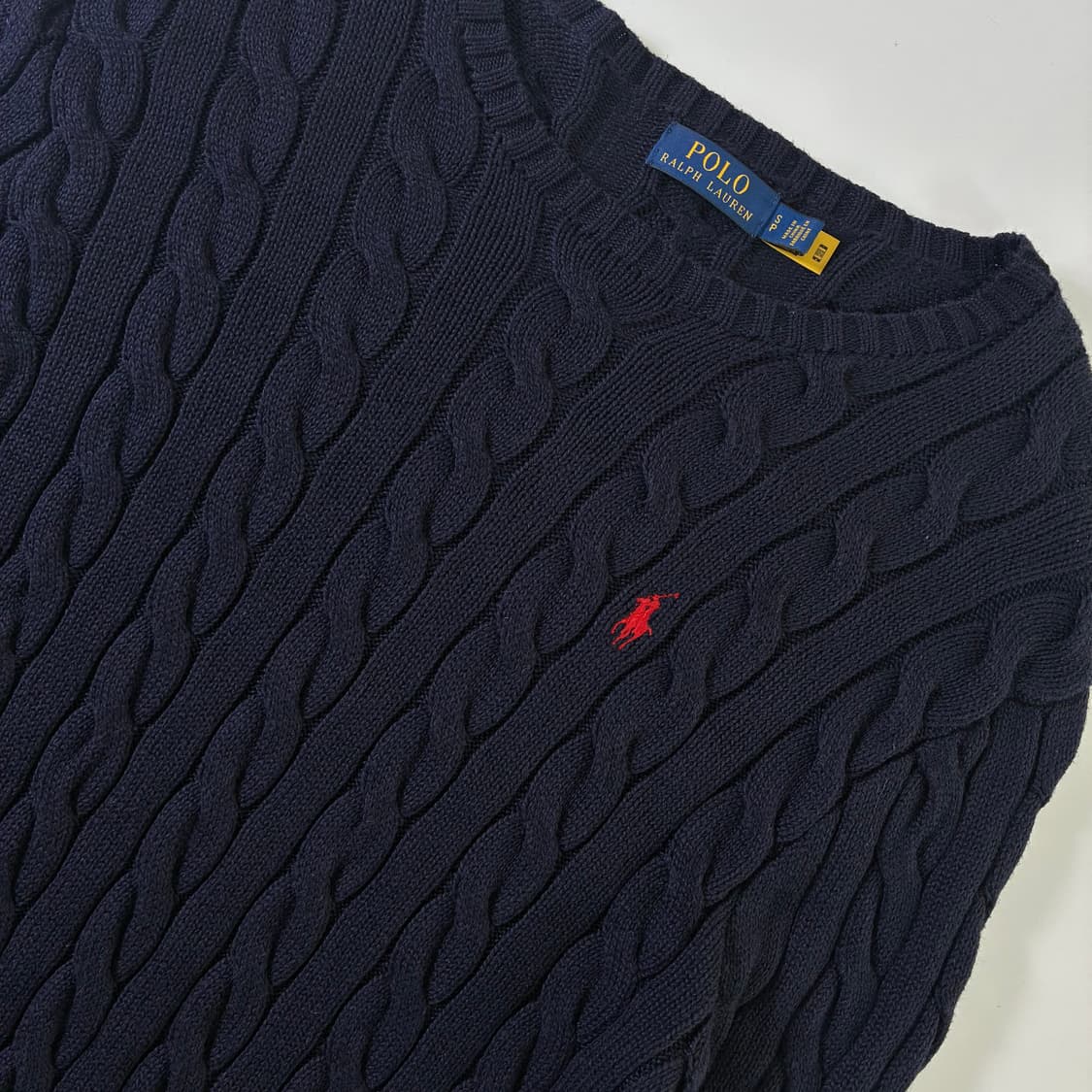 Polo  폴로 랄프로렌 자수 코튼 네이비 꽈배기 니트 상품이미지3