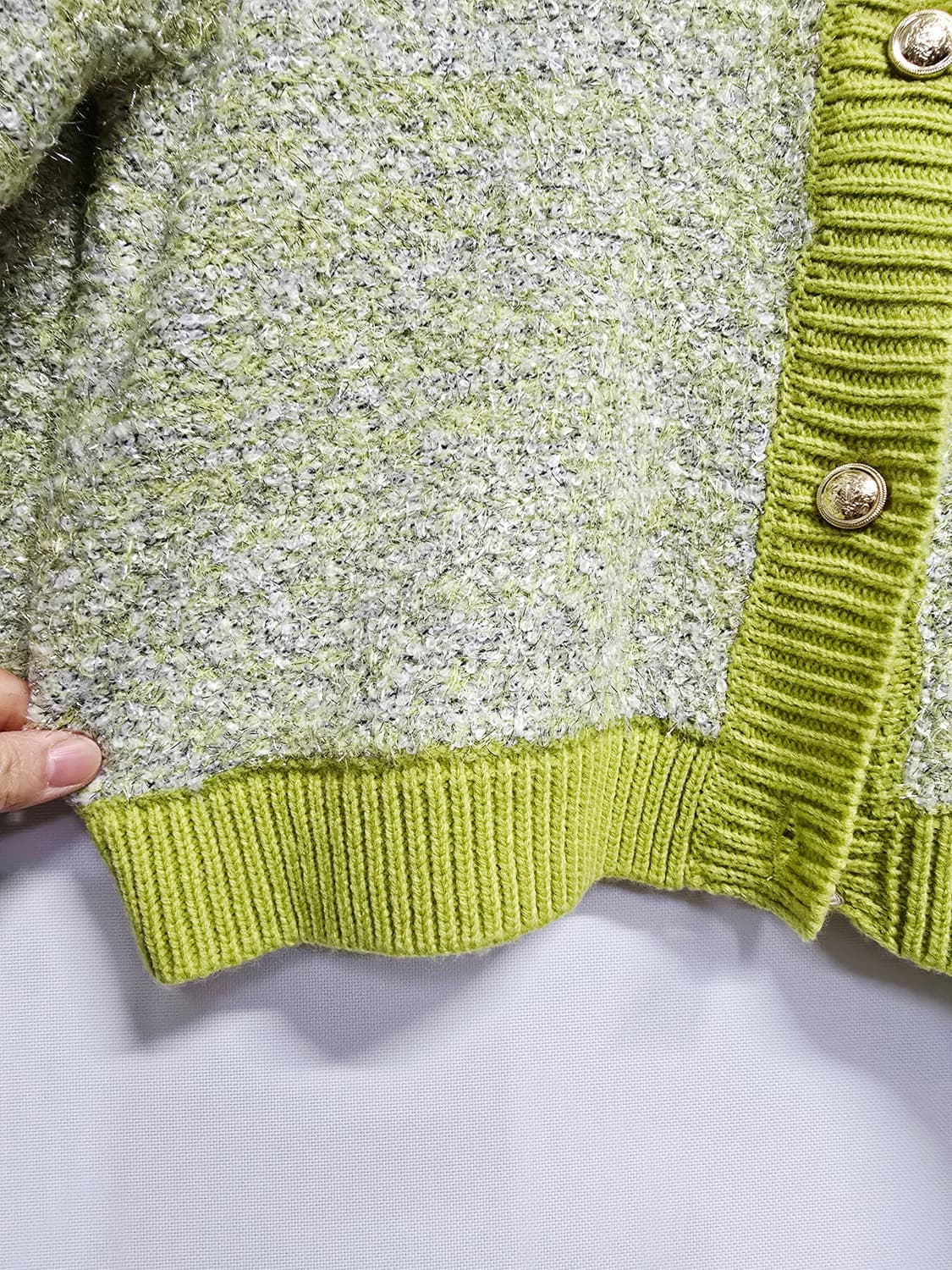 새상품 VAN AKE 라임 트위드 가디건 상품이미지3