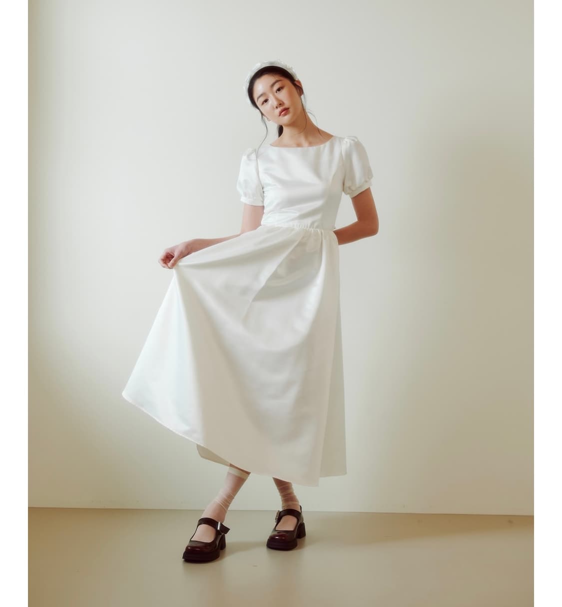 가니송 드레스 브라이덜 Bridal Back Open Dress_whit 상품이미지3