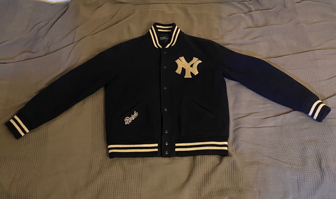 (초판)21FW 폴로 랄프로렌 X 뉴욕 양키스 울 바시티자켓 L 사이즈 상품이미지3