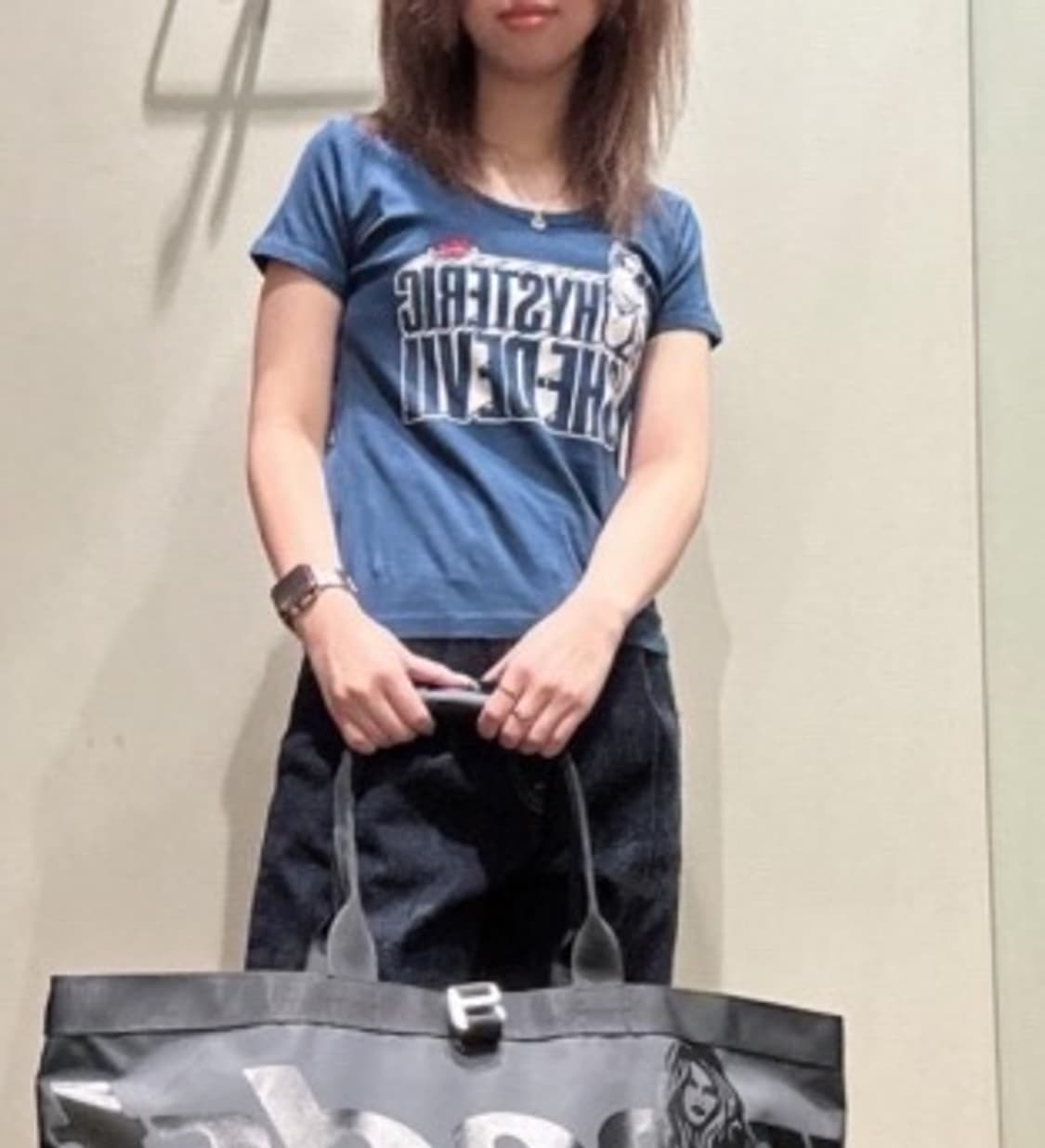 히스테릭 글래머 SHE 데빌 하트 자수 치비 티셔츠 네이비 새상품 상품이미지5