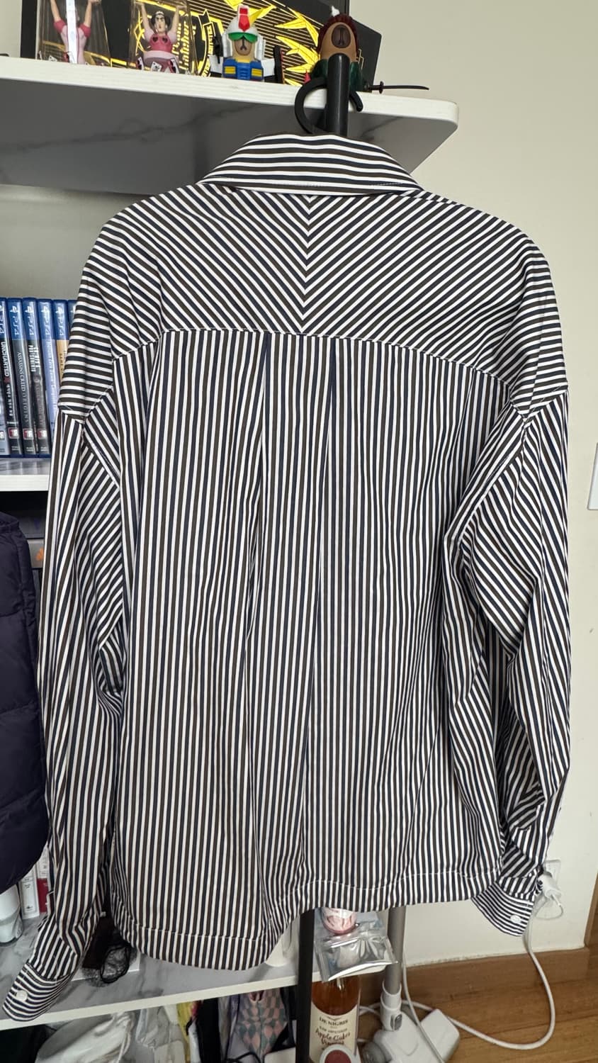 준지 스트라이프 집업 셔츠 - 브라운 44사이즈 상품이미지3