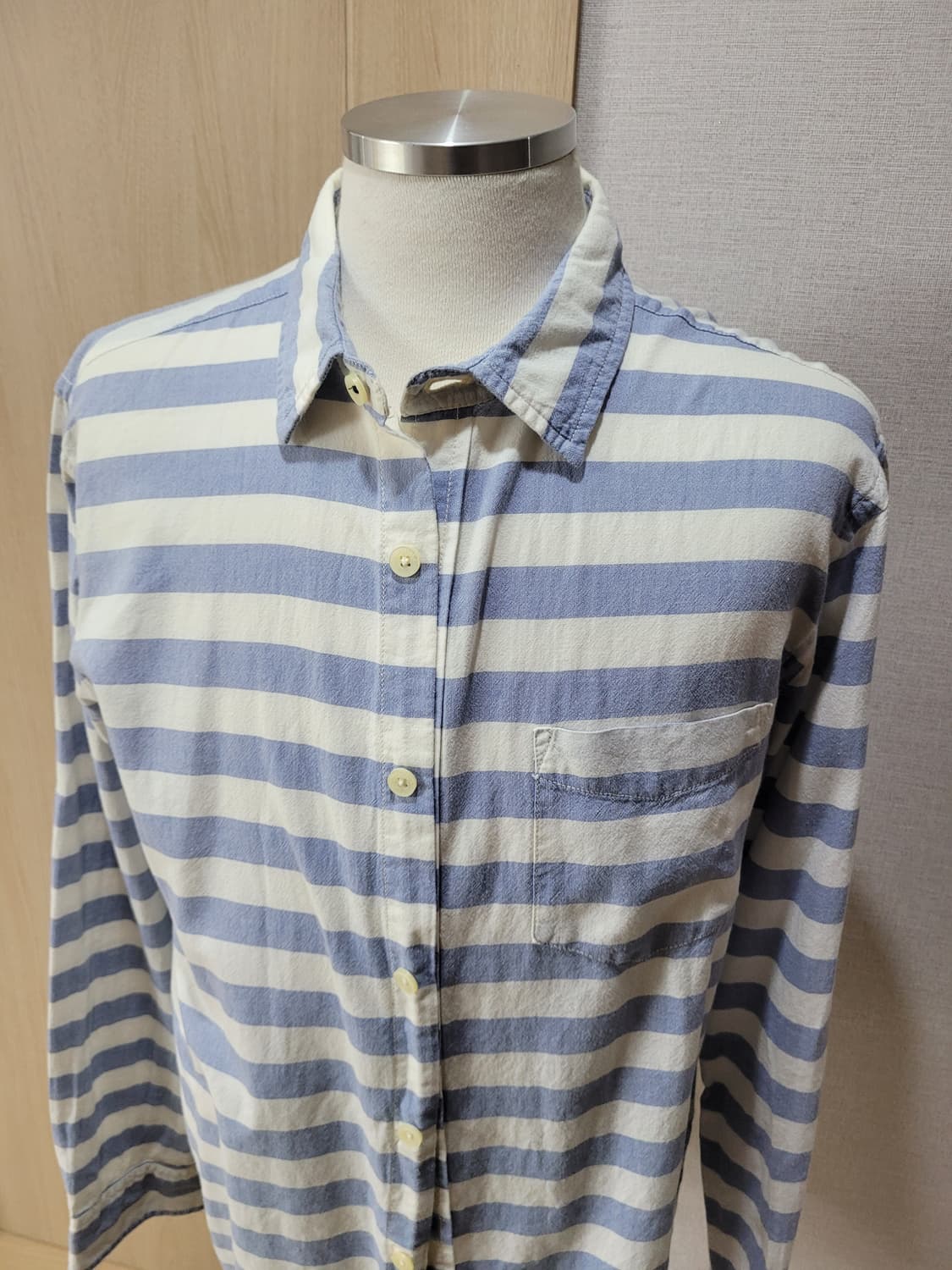 후아유 WHO.A.U 남자 스트라이프 셔츠 105 스카이블루 상품이미지2