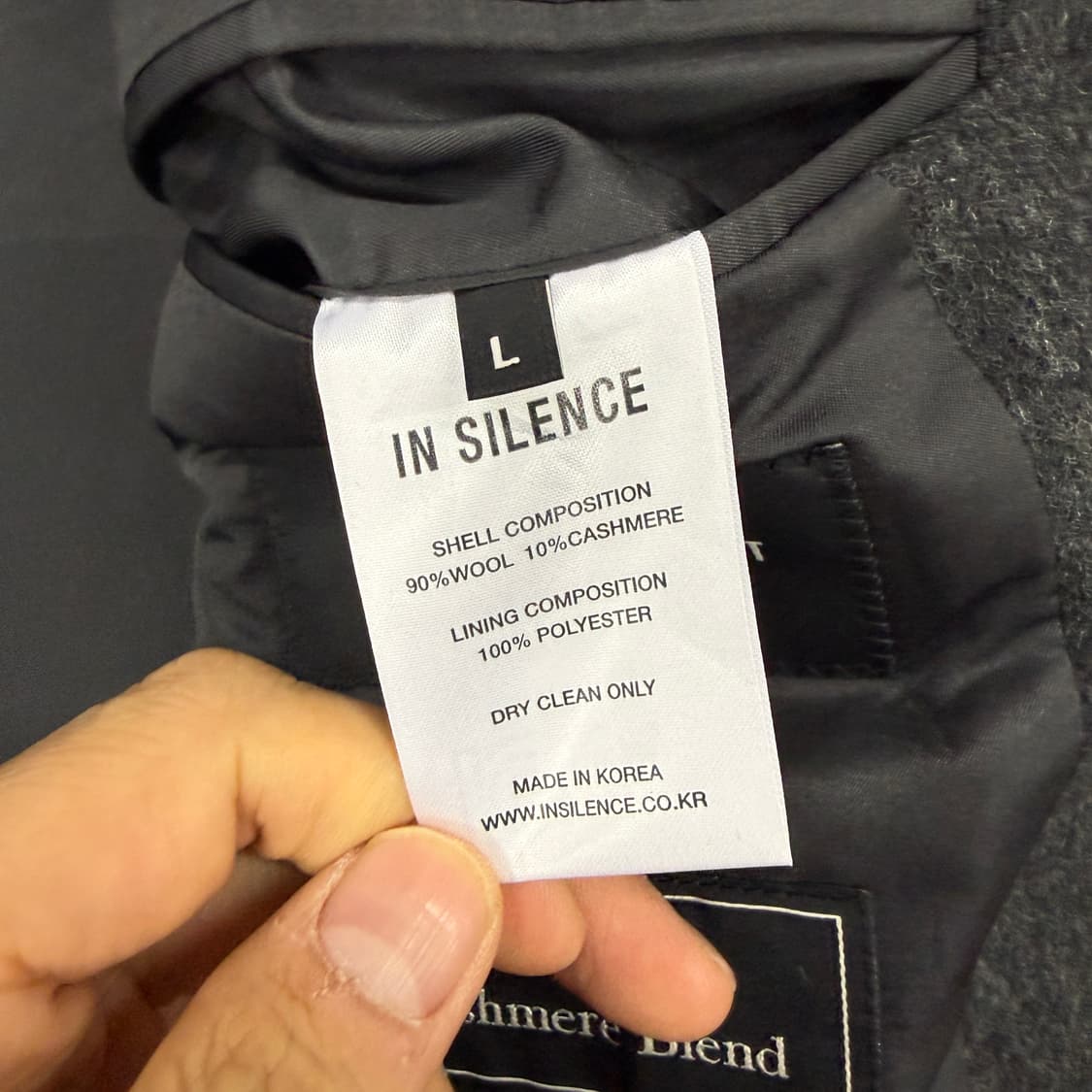 (L)인사일런스 INSILENCE 울캐시미어 코트(차콜) 상품이미지5