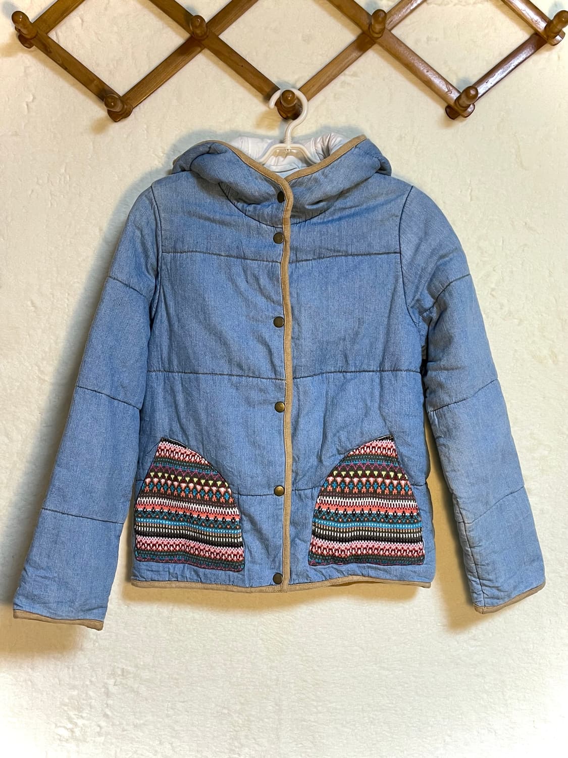 빈티지 히피 모리걸 에스닉 패턴 패딩 아우터 상품이미지1