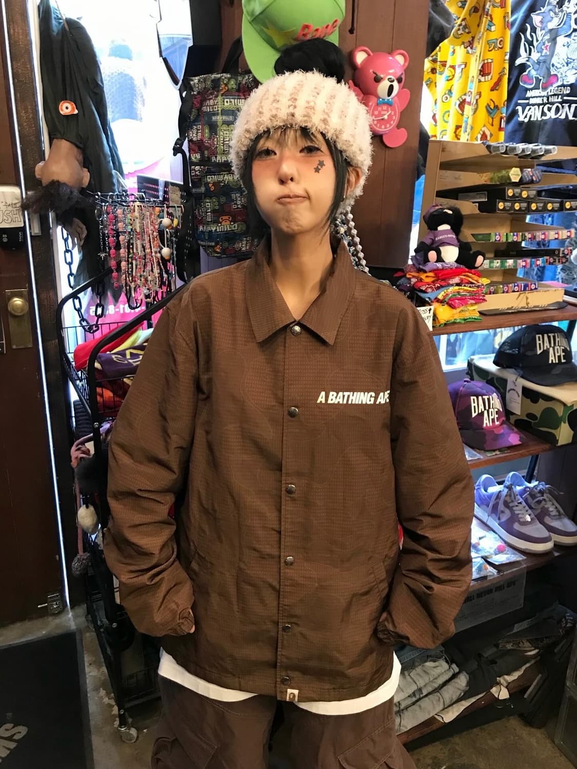 Bape Brown Pattern Coach Jacket  상품이미지3