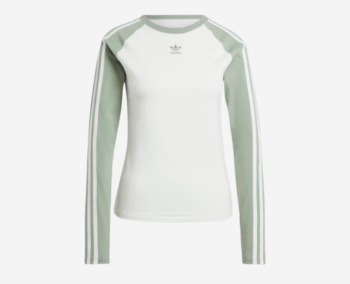 아디다스 슬림핏 롱슬리브 화이트 트레이스 그린 S 상품이미지3