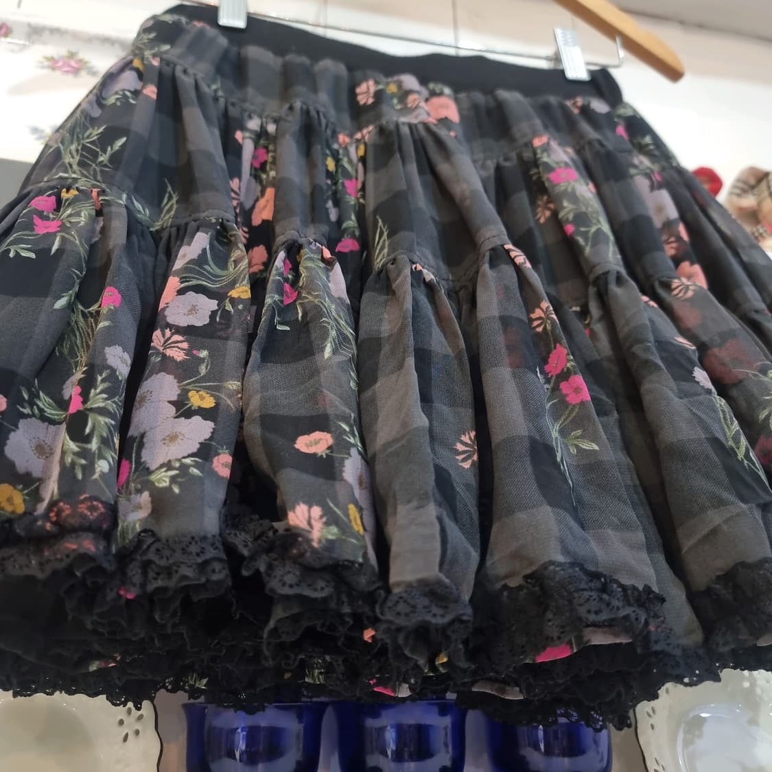 ALGONQUINS(알곤퀸) 체크 플라워 캉캉 스커트 상품이미지4