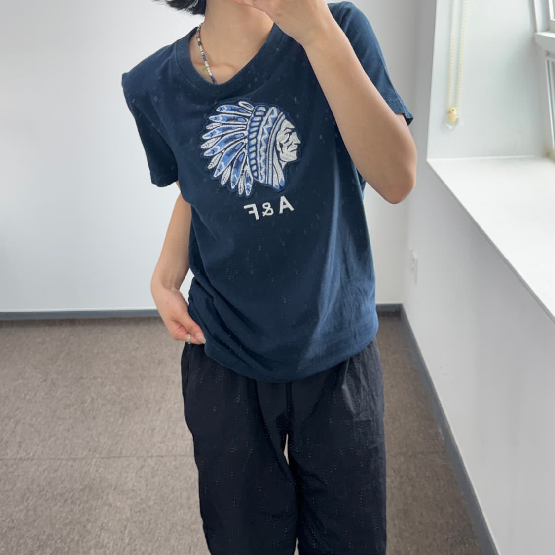Abercrombie 아베크롬비 인디언 패치 네이비 반팔 상품이미지2