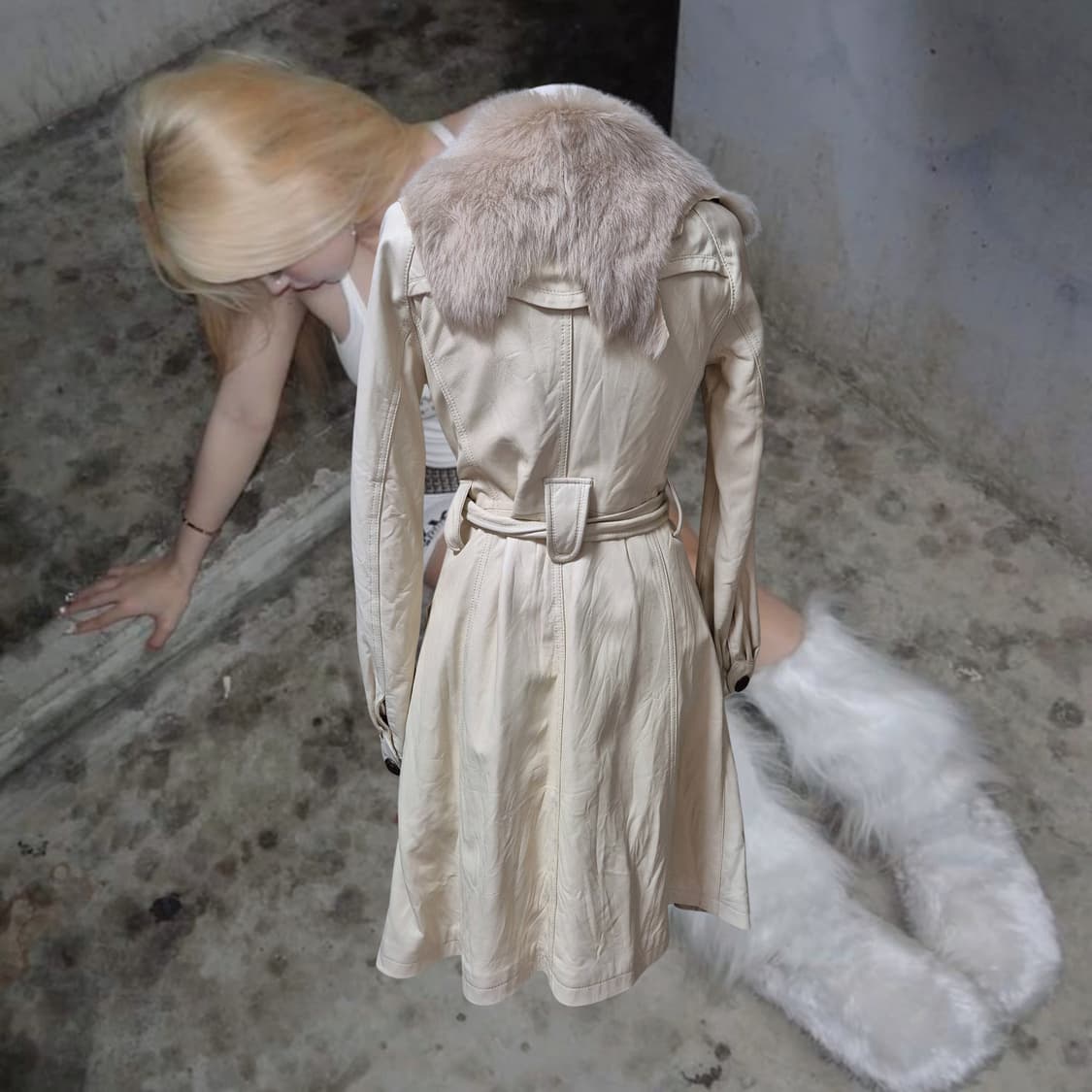 Vintage Cream Sheepskin Fur leather Coat 상품이미지2
