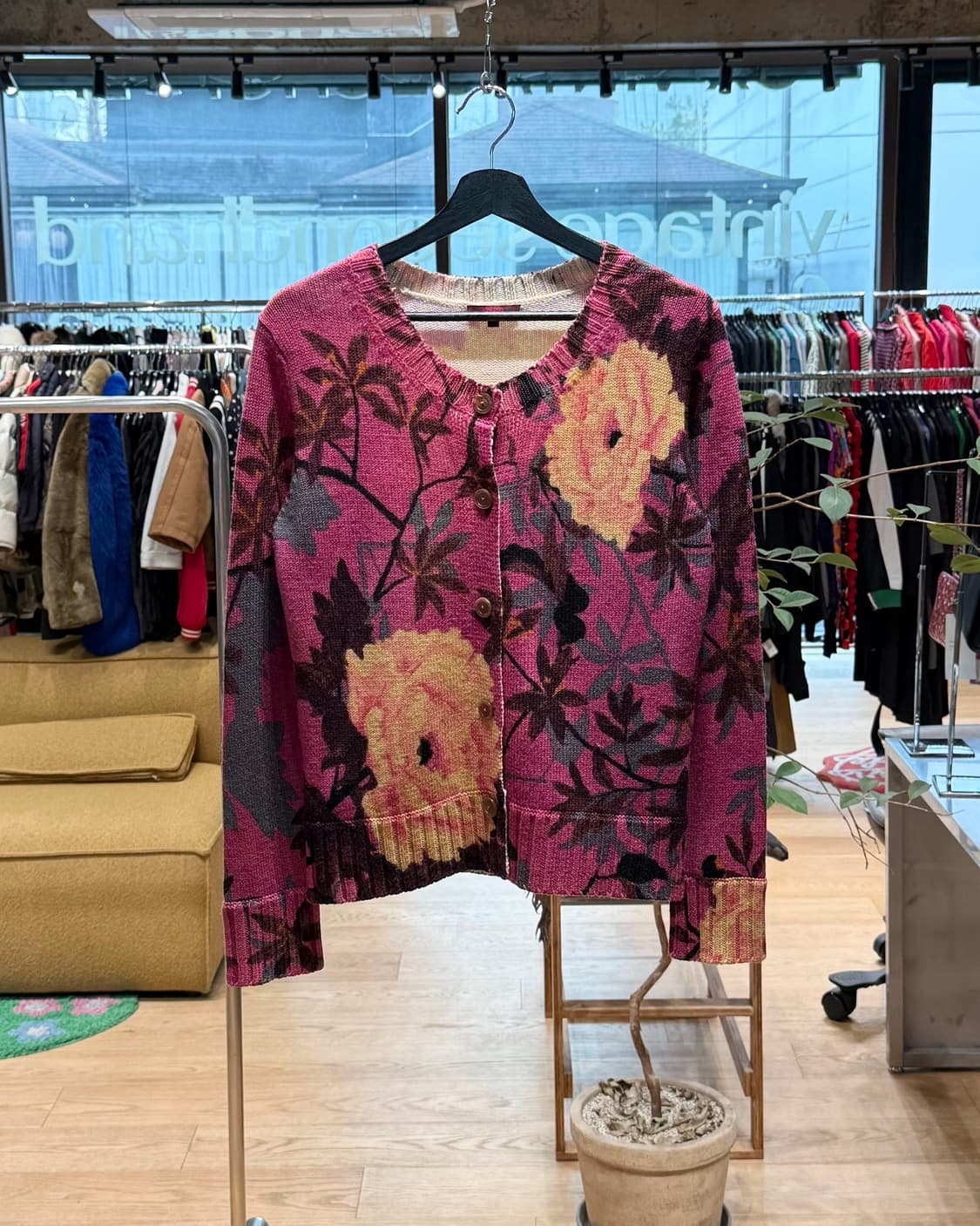 겐조 핑크 플라워 니트 가디건  상품이미지1