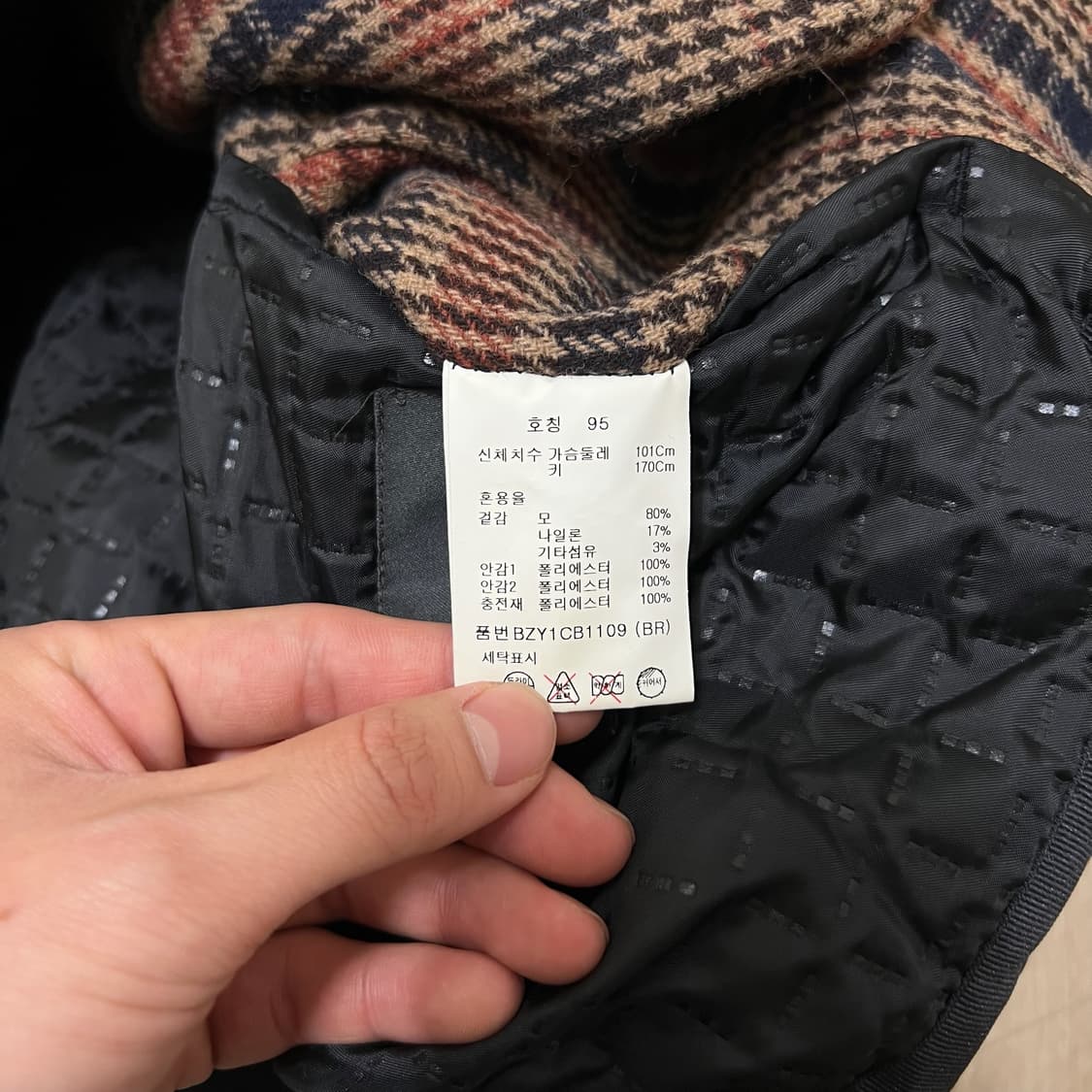 앤드지 남성 클래식 모직 체크 싱글 코트 M/95  상품이미지6