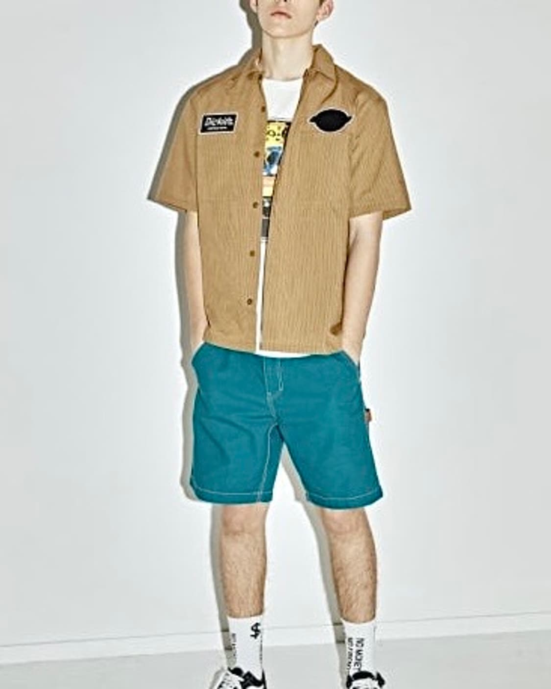 디키즈 썸머 스트라이프 반팔 워크 셔츠 패치 로고 XL 105 하와이안 상품이미지2