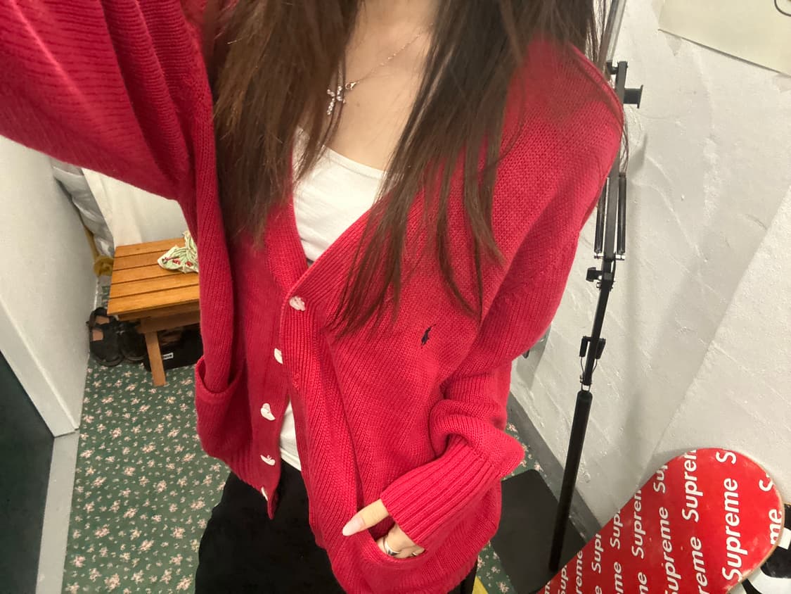 폴로 랄프로렌 가디건 레드 상품이미지5