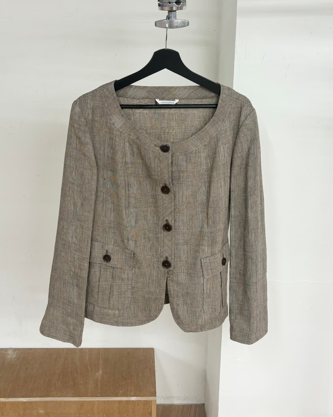 막스마라 브라운 트위드 린넨 블레이저 상품이미지1