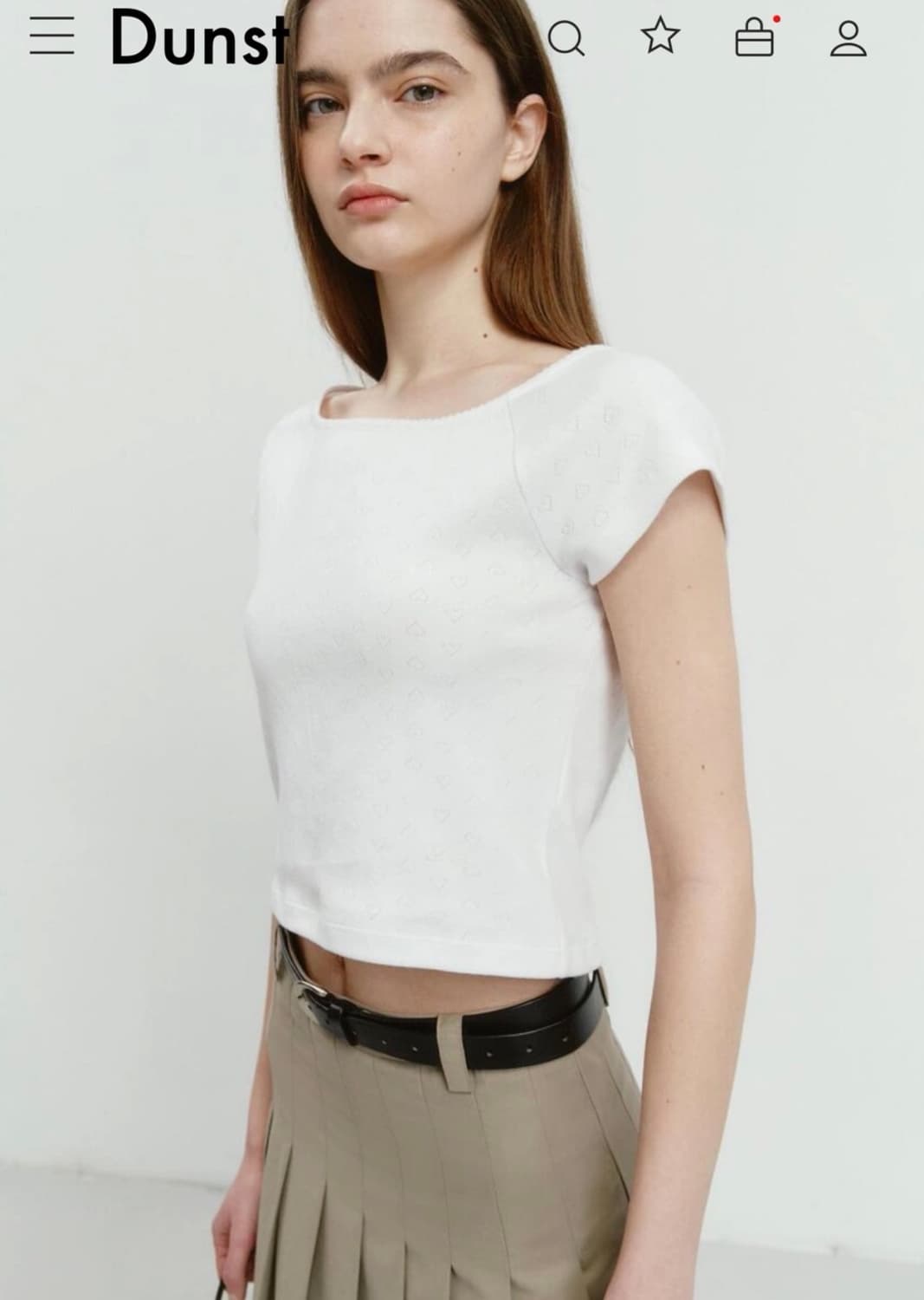 던스트 ) 보트넥 티셔츠 - 화이트 S사이즈 상품이미지2