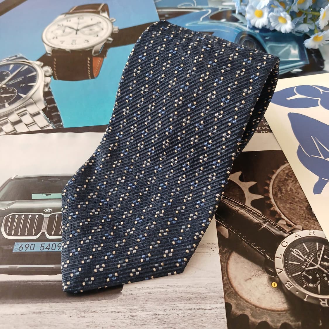 타미힐피거 실크 마이크로 패턴 넥타이 9.5cm A등급 A19206
 상품이미지2