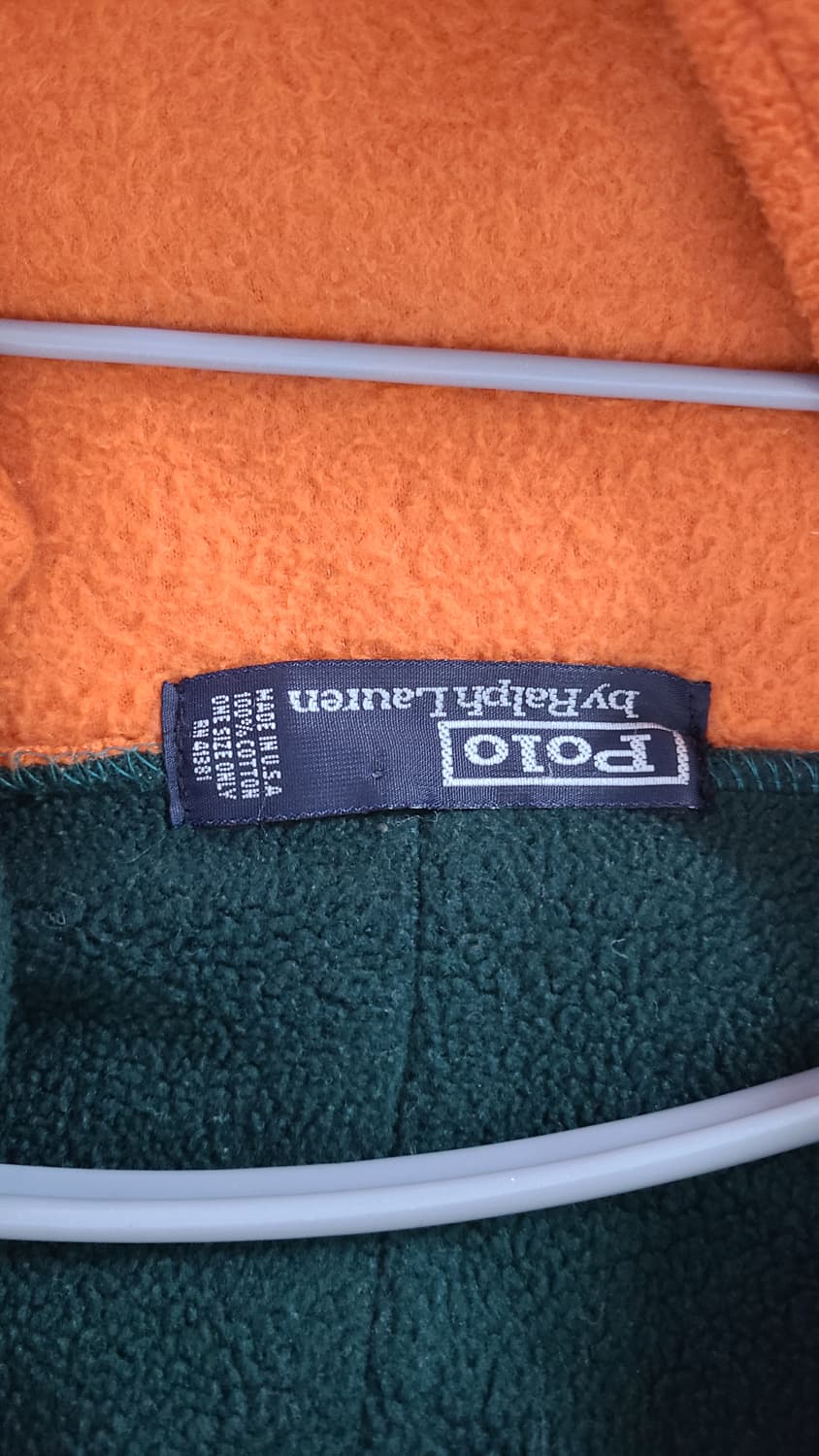 폴로 그린 배색 오렌지 후리스 아우터 상품이미지4