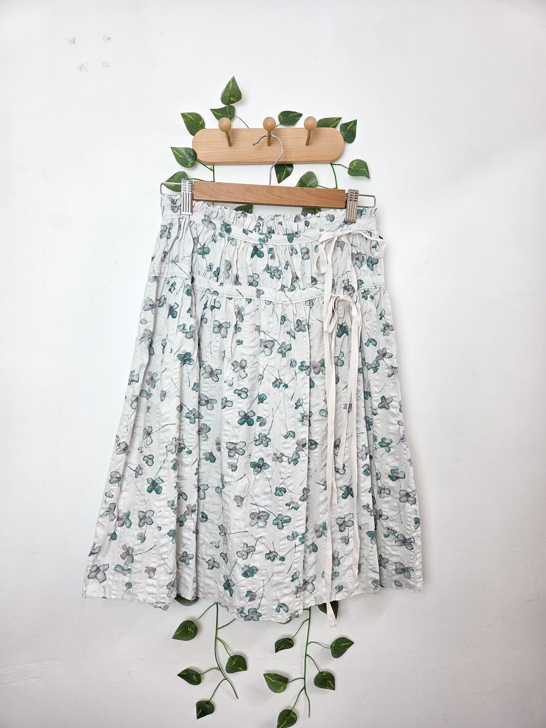 민트 플라워 미디 스커트 상품이미지1