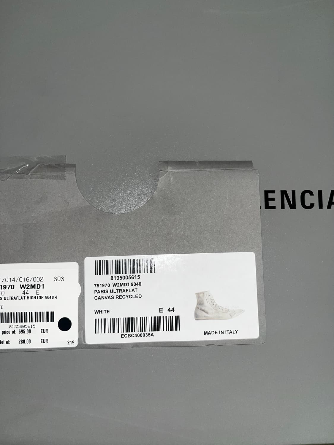 발렌시아가 파리 울트라 플랫 하이탑 스니커즈 화이트 44 상품이미지3