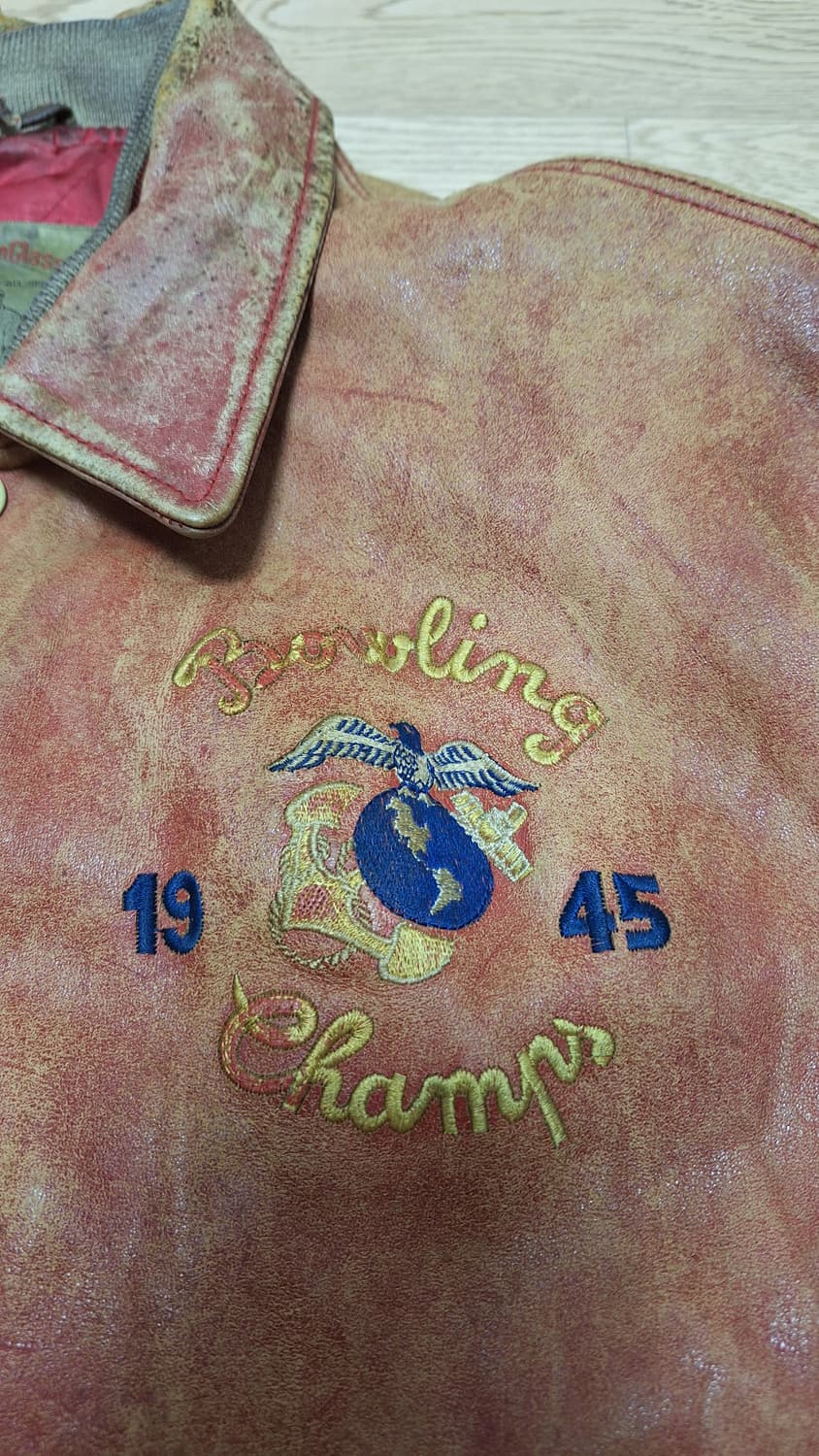 90s USA 빈티지 아비렉스 레더 바시티 자켓 상품이미지3