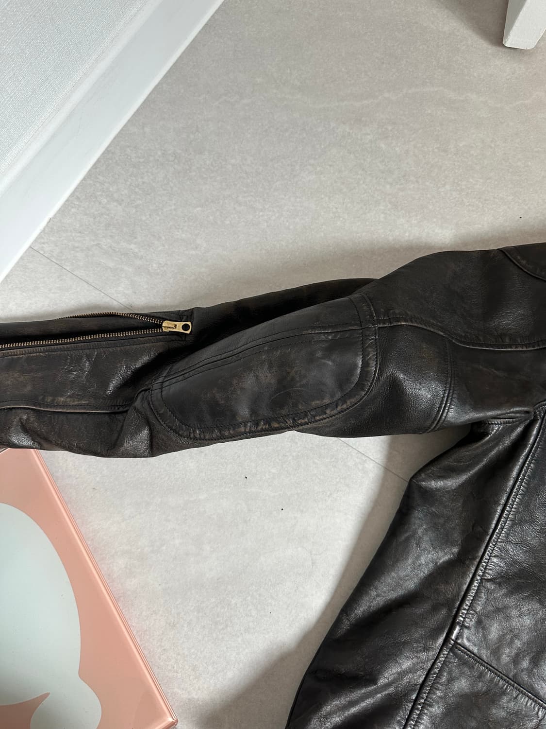 RRL 슬림핏 레더모토 L사이즈 상품이미지6