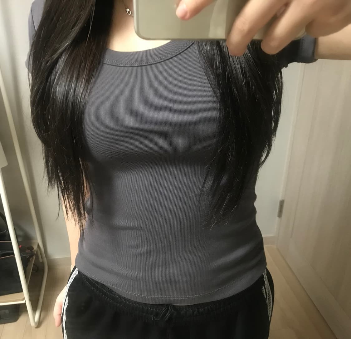 모디무드 무지 차콜 반팔 상품이미지1