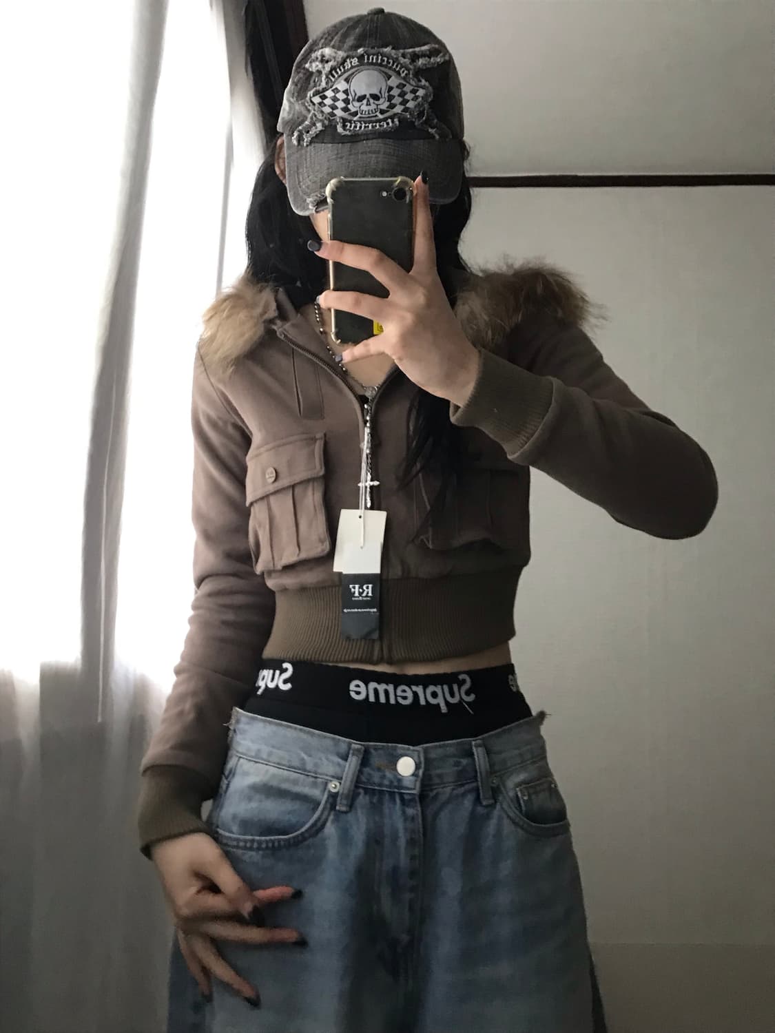 빈티지 브라운 울프죠 후드집업 상품이미지3