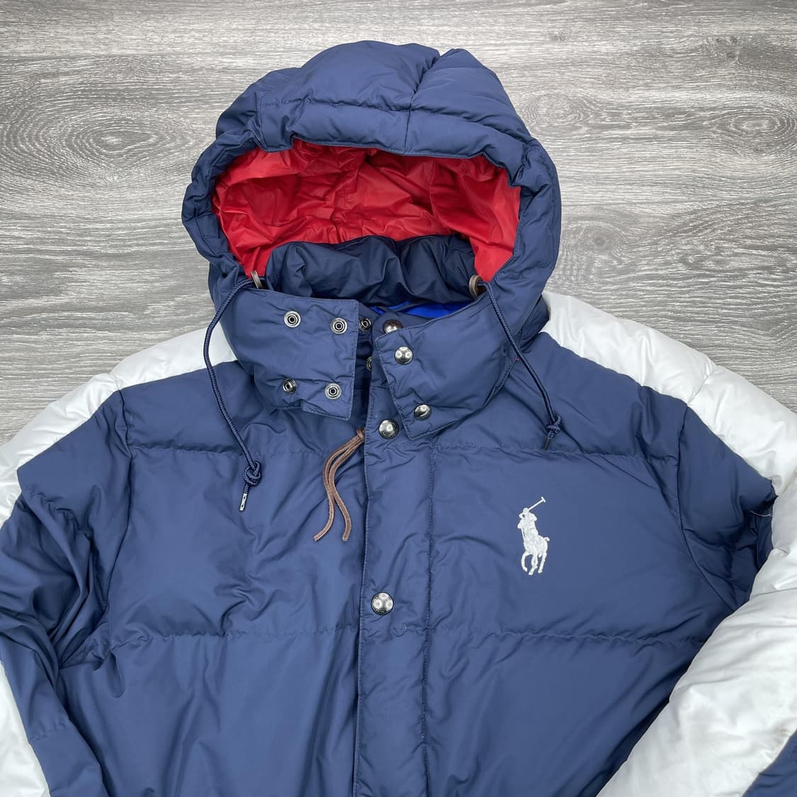 18FW 폴로 랄프 로렌 스키 빅포니 블록 다운 패딩 네이비 화이트 상품이미지2