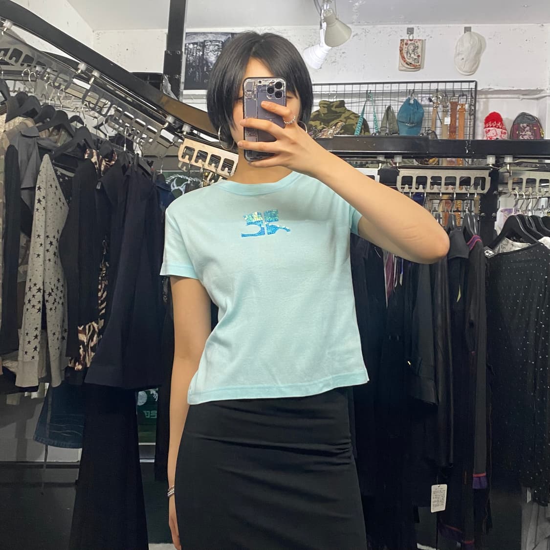 Courreges 글리터 로고 디테일 크롭 반팔티셔츠 상품이미지6