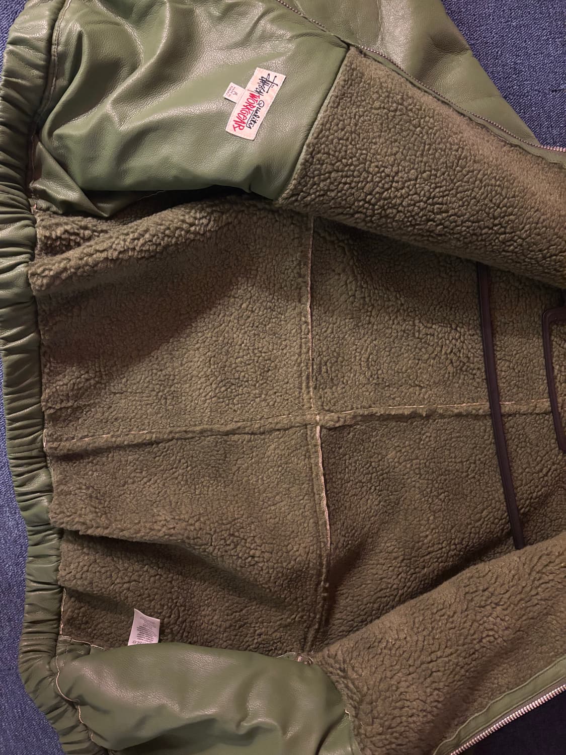 스투시 레더 후드집업 자켓 M 상품이미지4