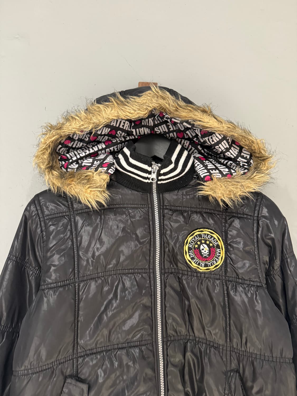 patch point fur hood glossy padding 상품이미지5