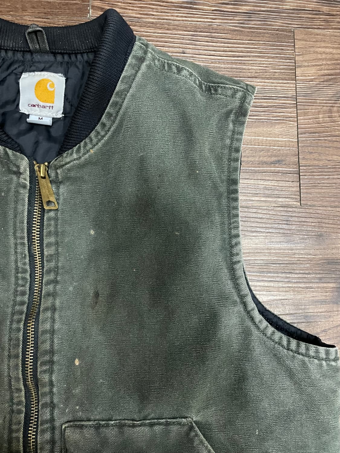 90s 칼하트 모스그린 V02 덕 캔버스 워크 베스트 상품이미지5