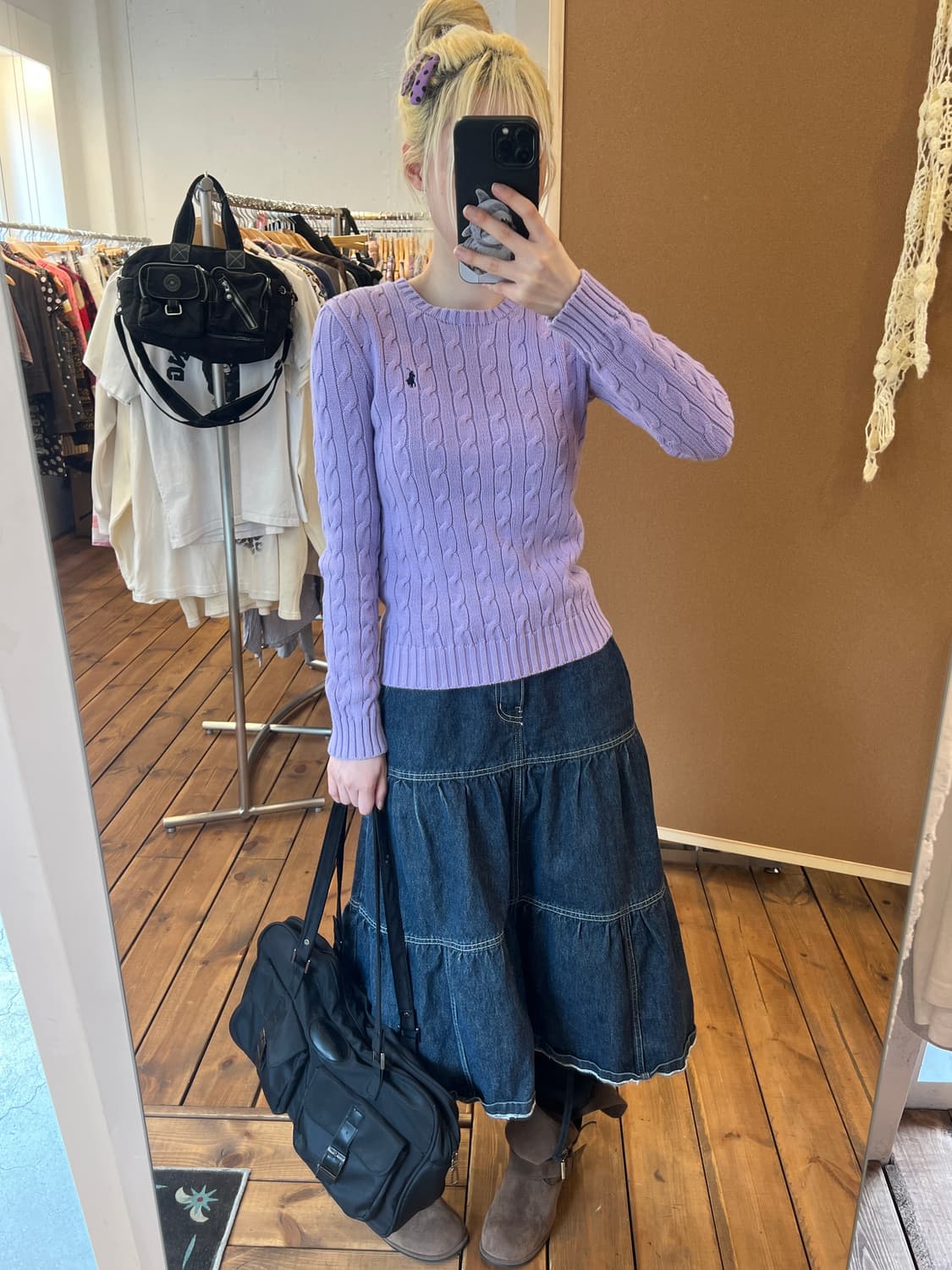 폴로 퍼플 꽈배기 니트 상품이미지6