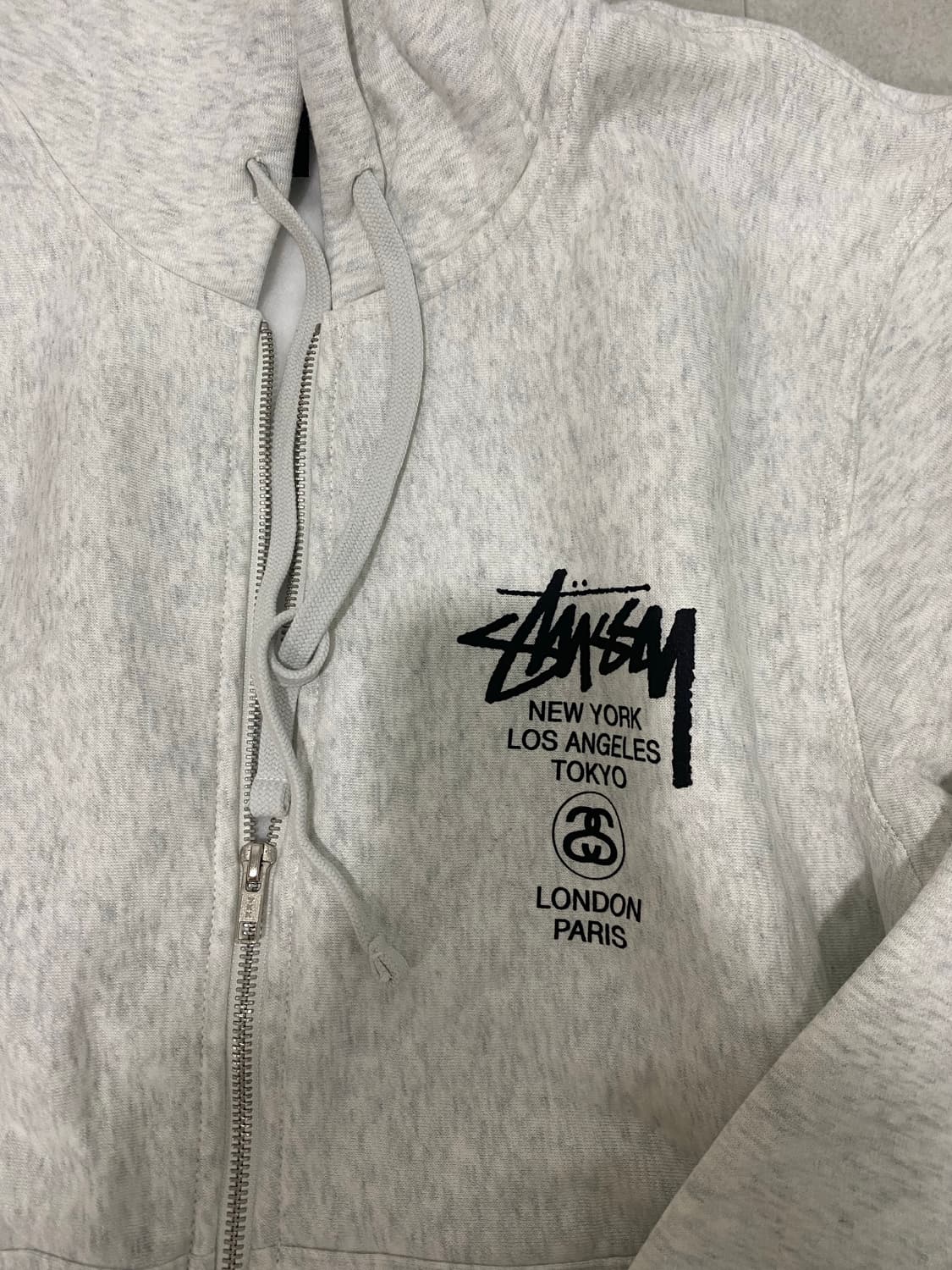 Stussy World Tour Zip Hoodie Ash Heather 상품이미지3