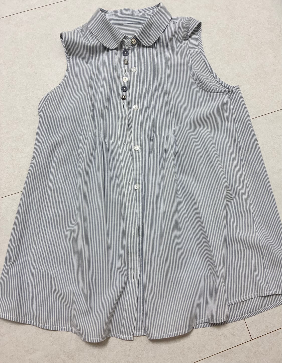 빈티지 단추 디테일 슬리브리스 원피스 상품이미지1